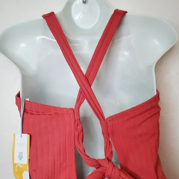 Women's Wide Ribbed Center Ring Medium Coverage One Piece Swimsuit  Kona Sol L - Picture 7 of 11